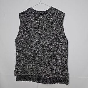 Woo knit textured pullover marble black white soft sweater vest sz Medium